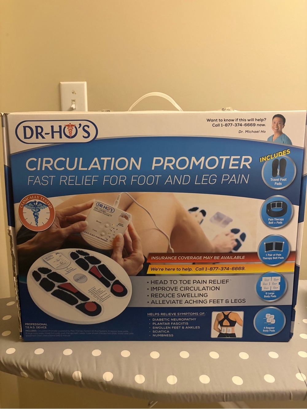 Circulation Promoter - Blue/White Foot & Leg Pain Relief Device